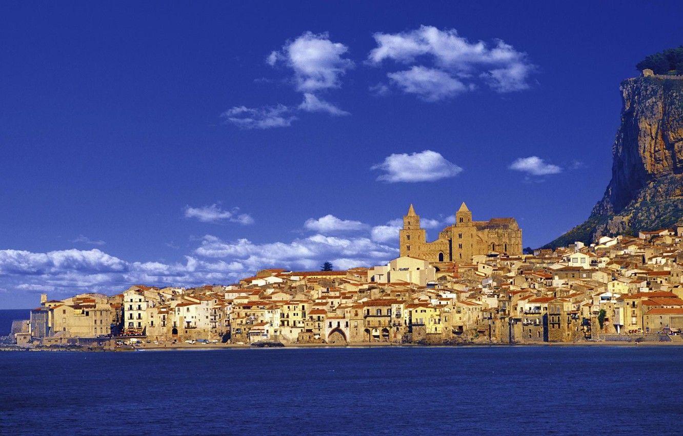 1332x850 Wallpaper rock, sea, landscape, Italy, mountain, houses