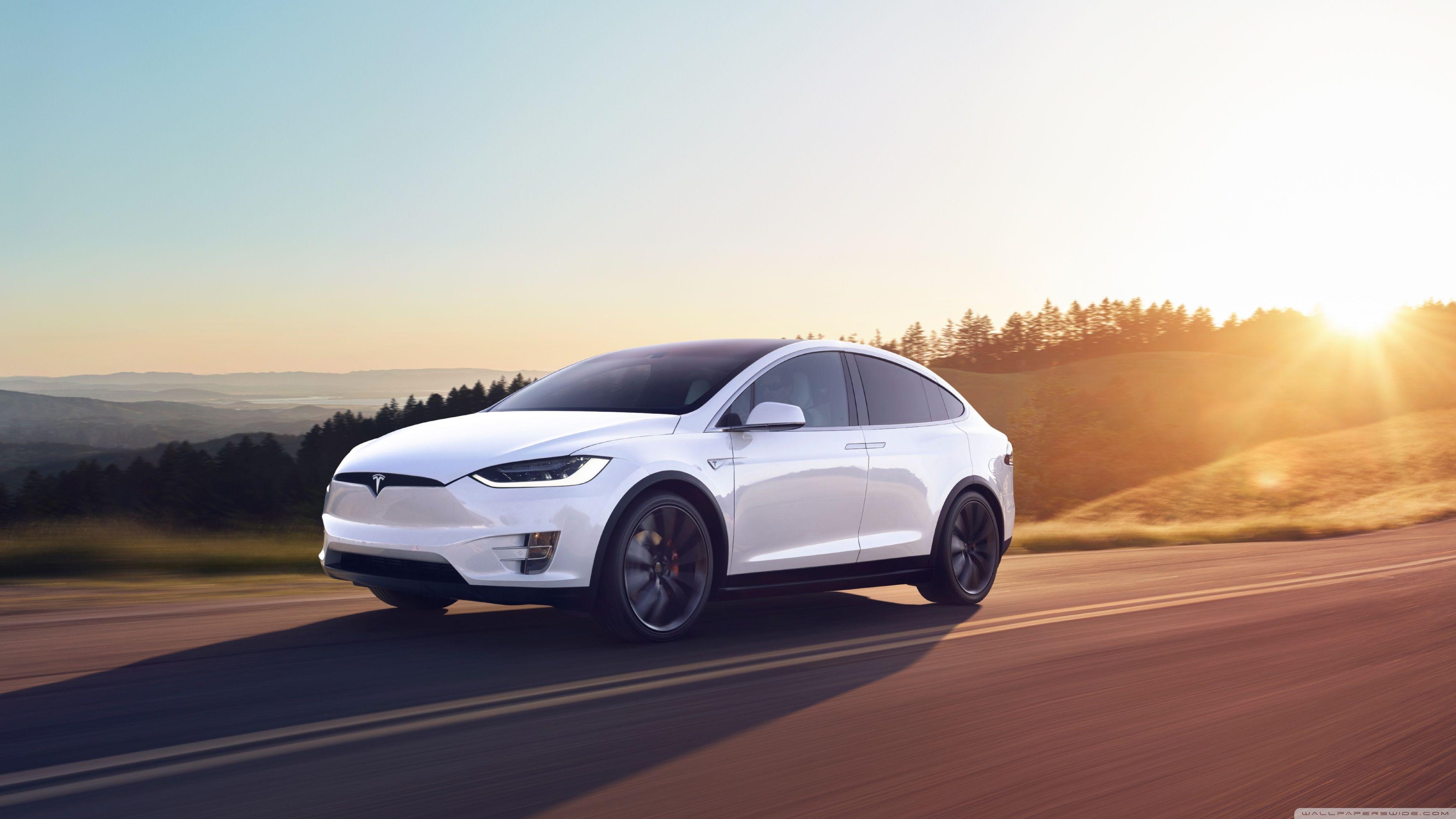3554x1999 Tesla Model X SUV Electric Car, Sunset ❤ 4K HD