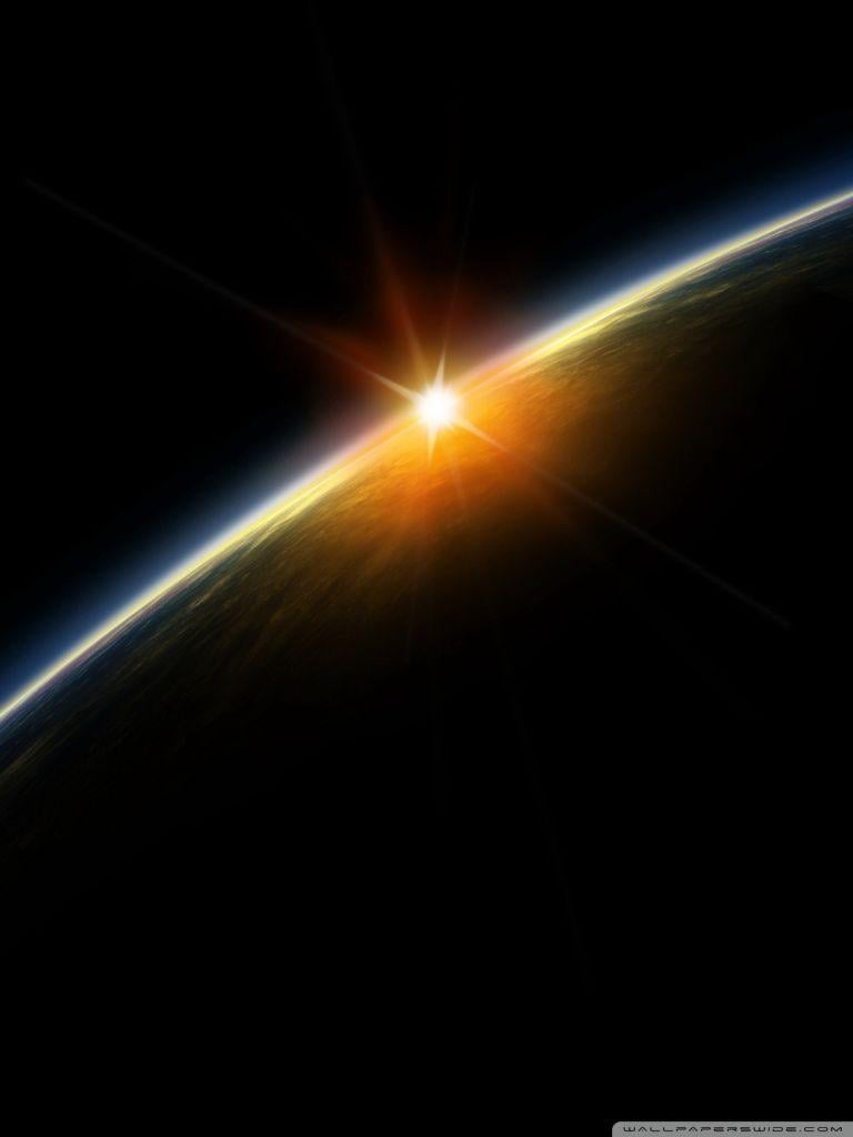 768x1024 Sunrise In Space ❤ 4K HD Desktop Wallpaper for 4K Ultra HD