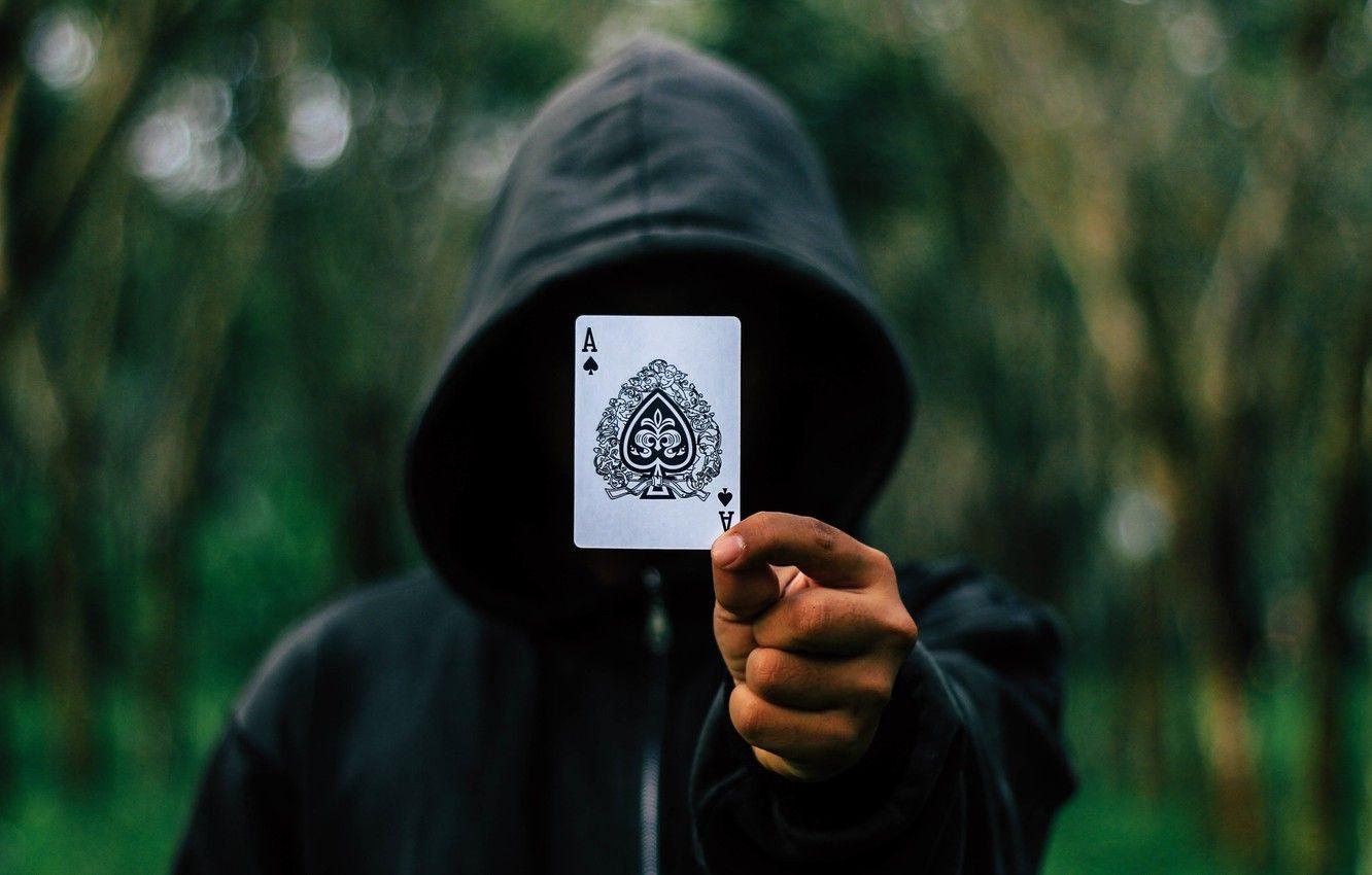 1332x850 Wallpaper Blur, Macro, Person, Ace of spades, Card image