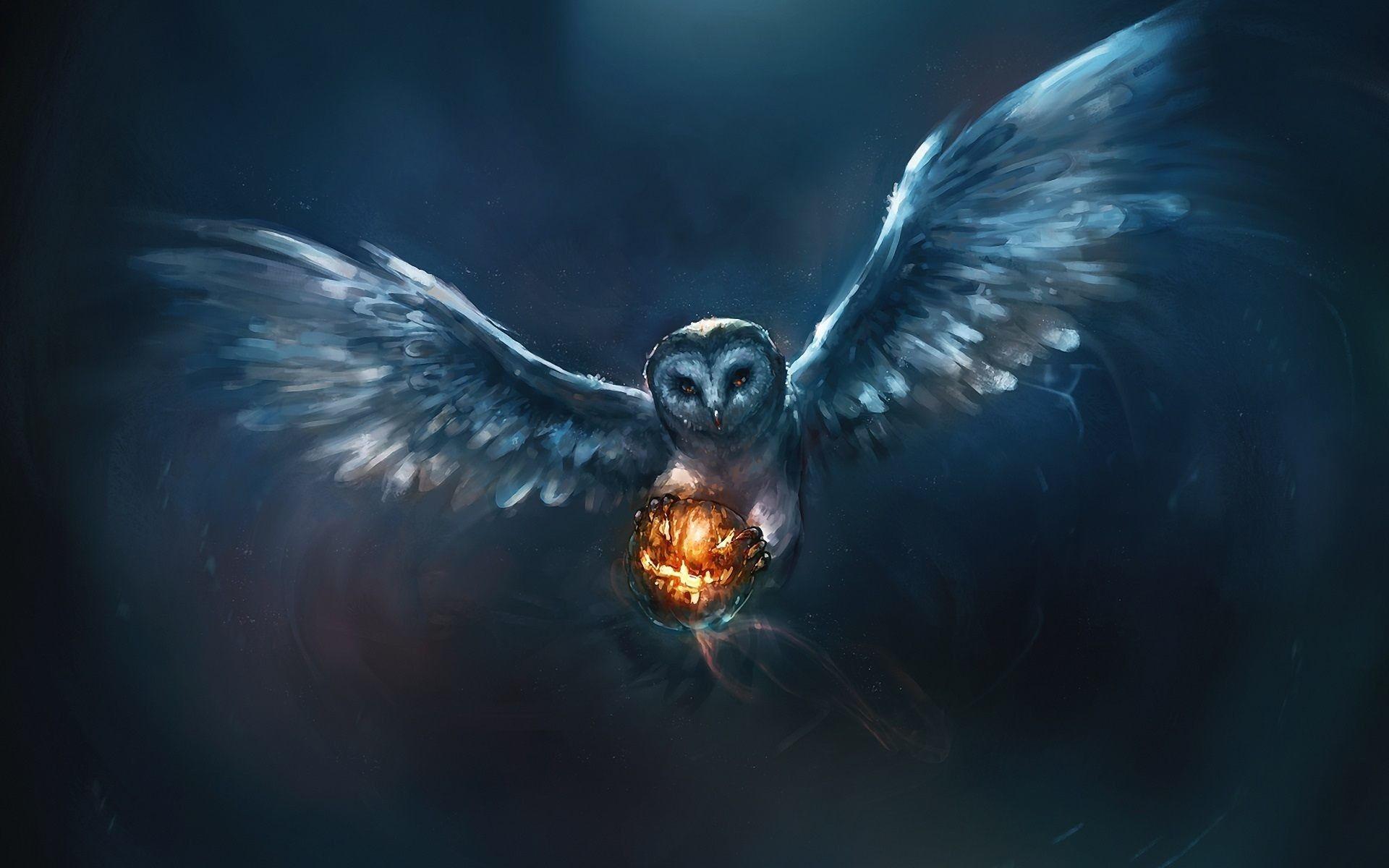 Blue Hair Owl Digital Art - wide 4