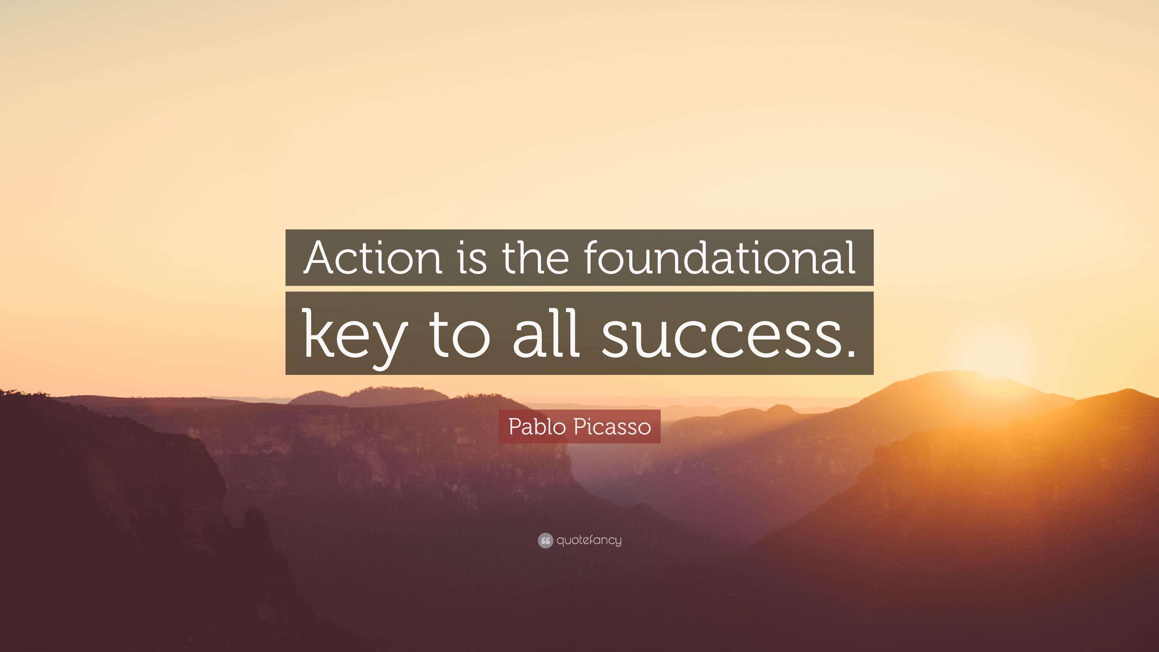 3840x2160 Pablo Picasso Trích dẫn: “Hành động là chìa khóa cơ bản cho tất cả