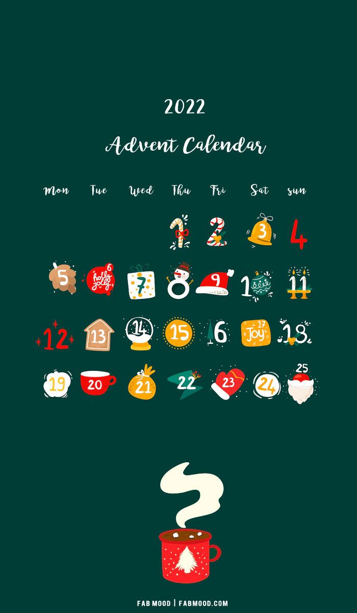 700x1200 Christmas Calendar Wallpaper : Dark Green Calendar. Colour + Mood + Style Inspiration