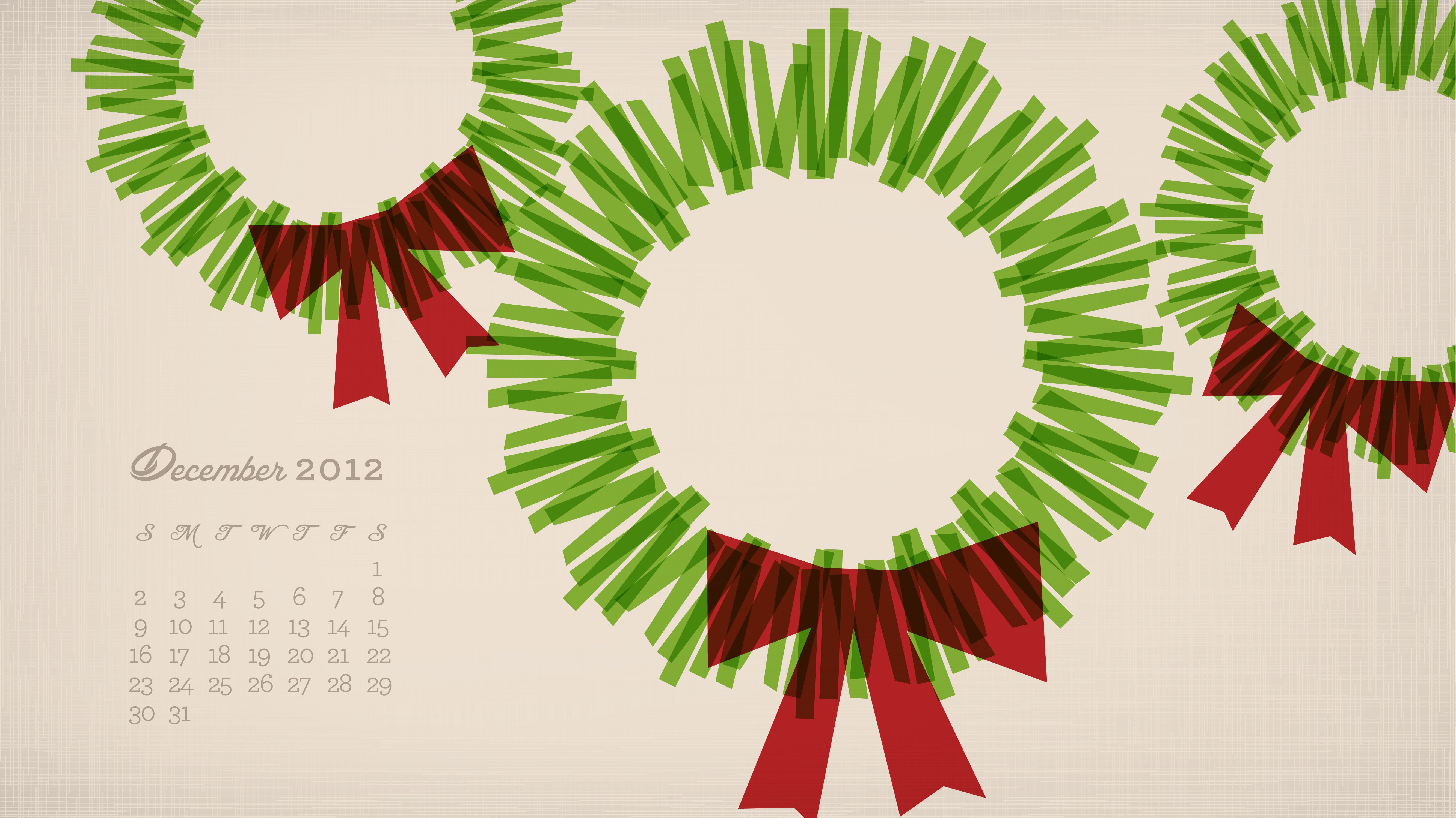 5333x3000 December 2012 Calendar Wallpaper