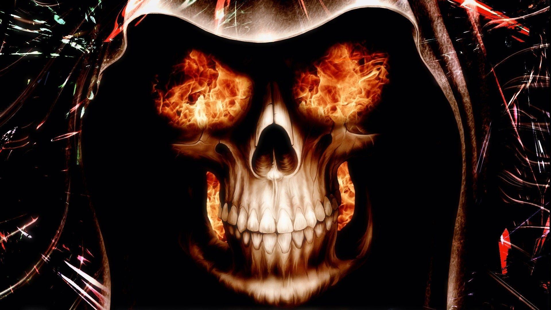1920x1080 Flaming Skulls Wallpaper