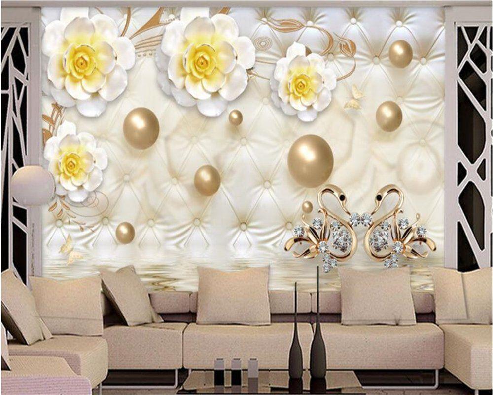 1000x800 HHCYY Advanced Aesthetic 3D Wallpaper Luxury Gold Flower Pattern