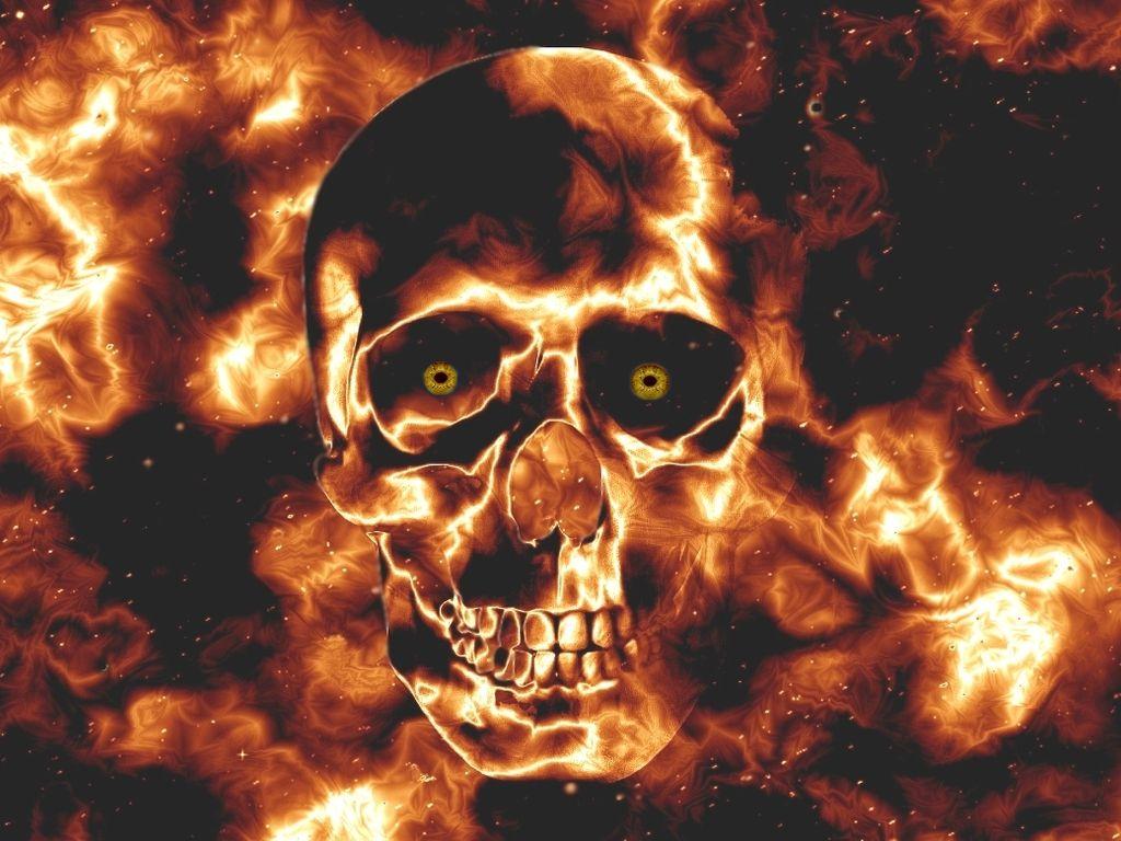 1024x768 Skull fire wallpaper