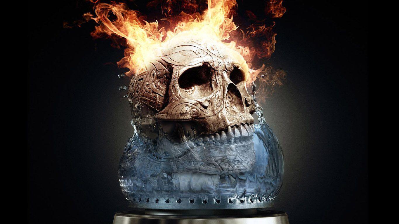 1366x768 Badass Wallpaper Skull Fire Skull Wallpaper Hd, HD