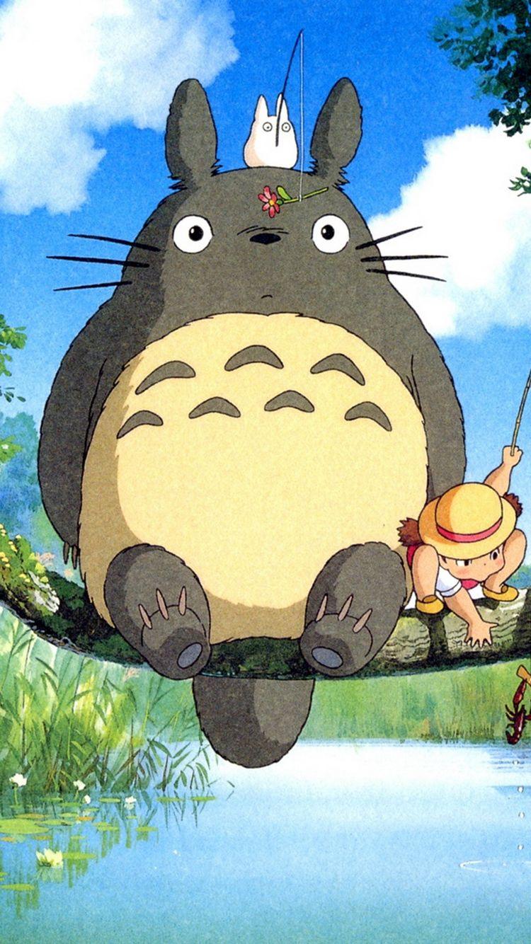 Download Fishing Totoro Studio Ghibli Phone Wallpaper  Wallpaperscom