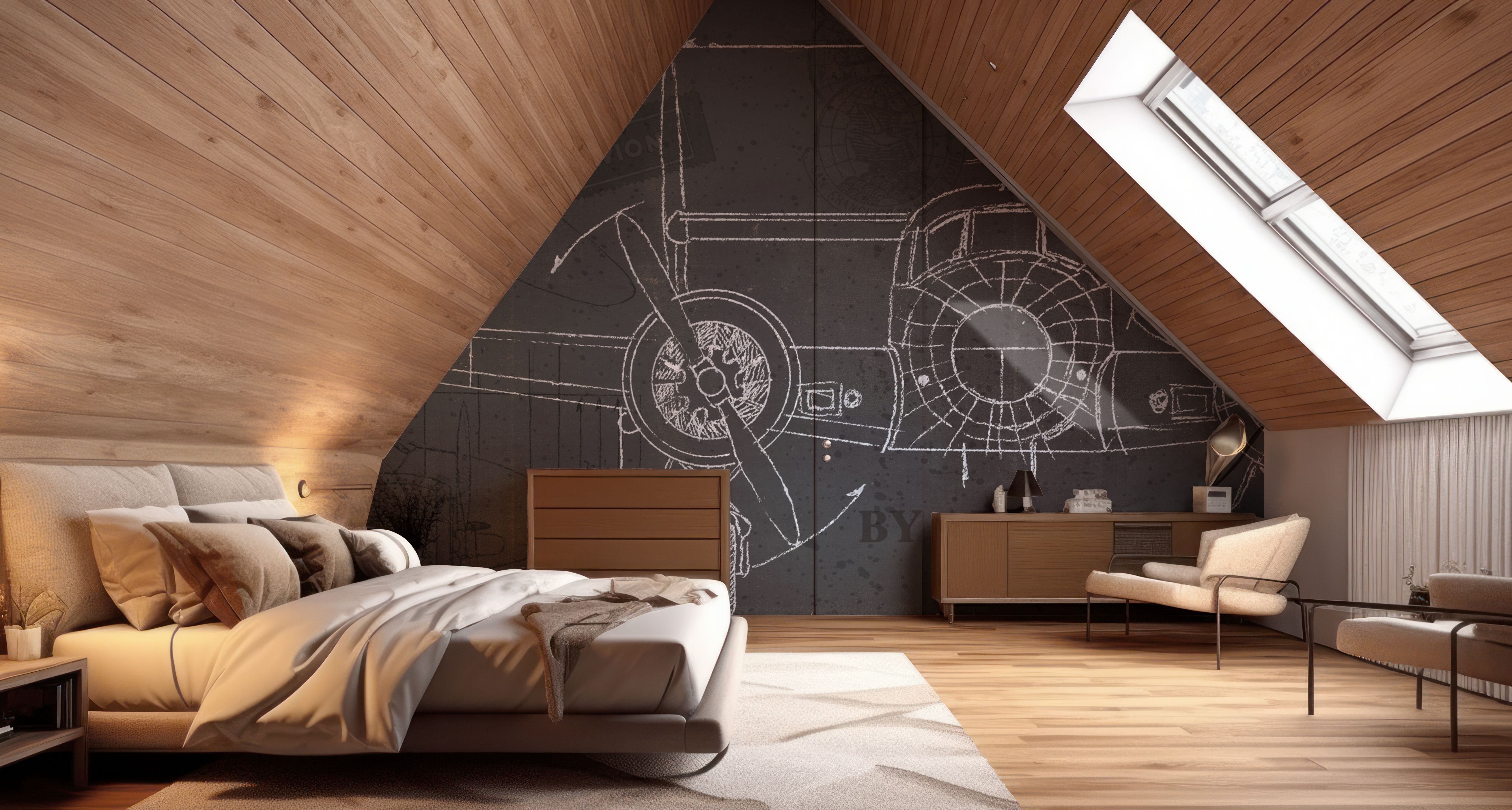 5238x2807 Plane Blueprint I wallpaper mural ➡ 100