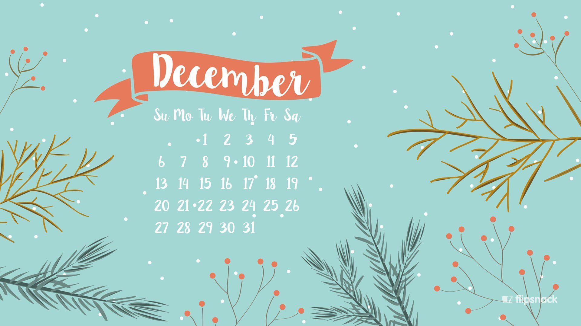 1920x1080 cute December calendar wallpaper