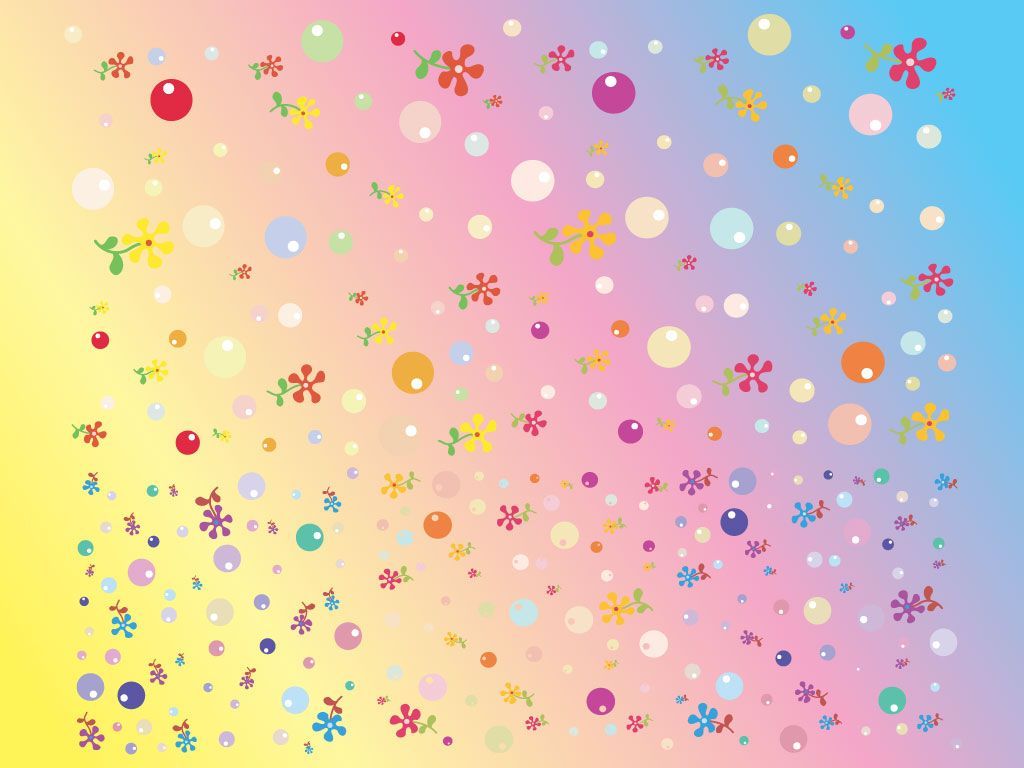 1024x768 Bubbly Flowers Background