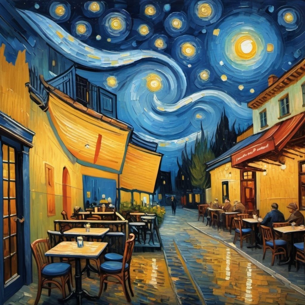 1024x1024 paintings Starry Night and Cafe Terrace