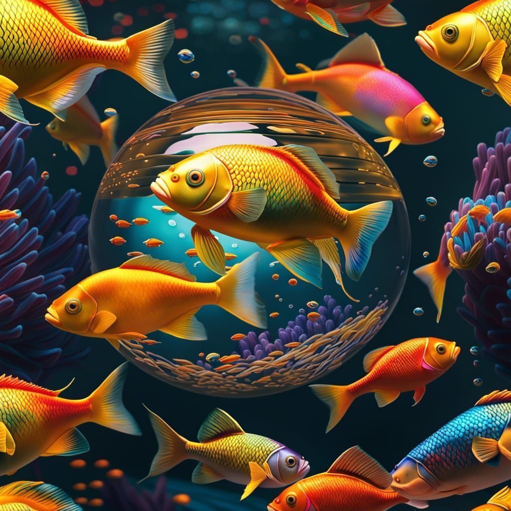 1024x1024 School of Fish Generated Artwork