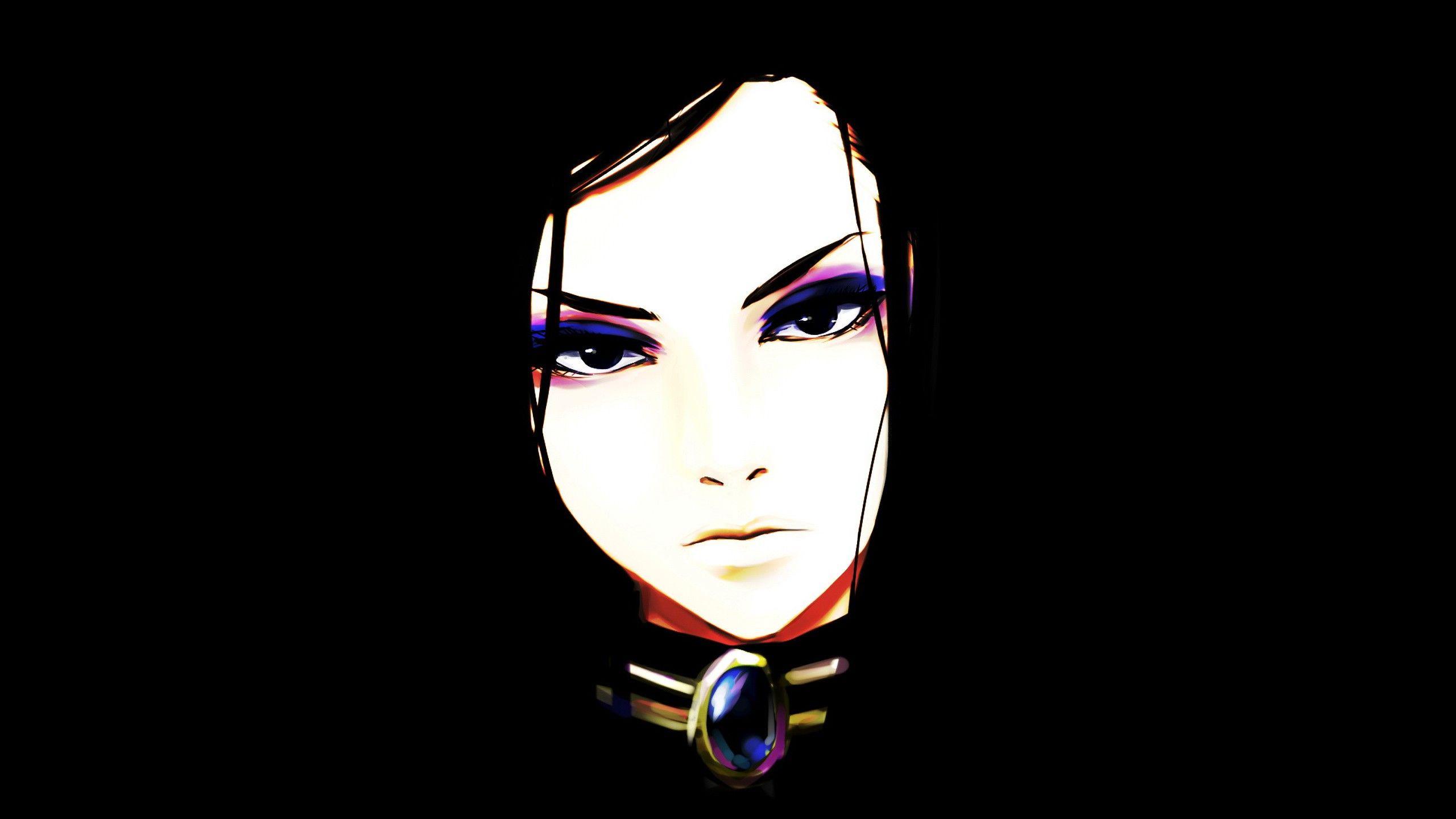 2560x1440 women, black, minimalistic, dark, long hair, Ergo Proxy