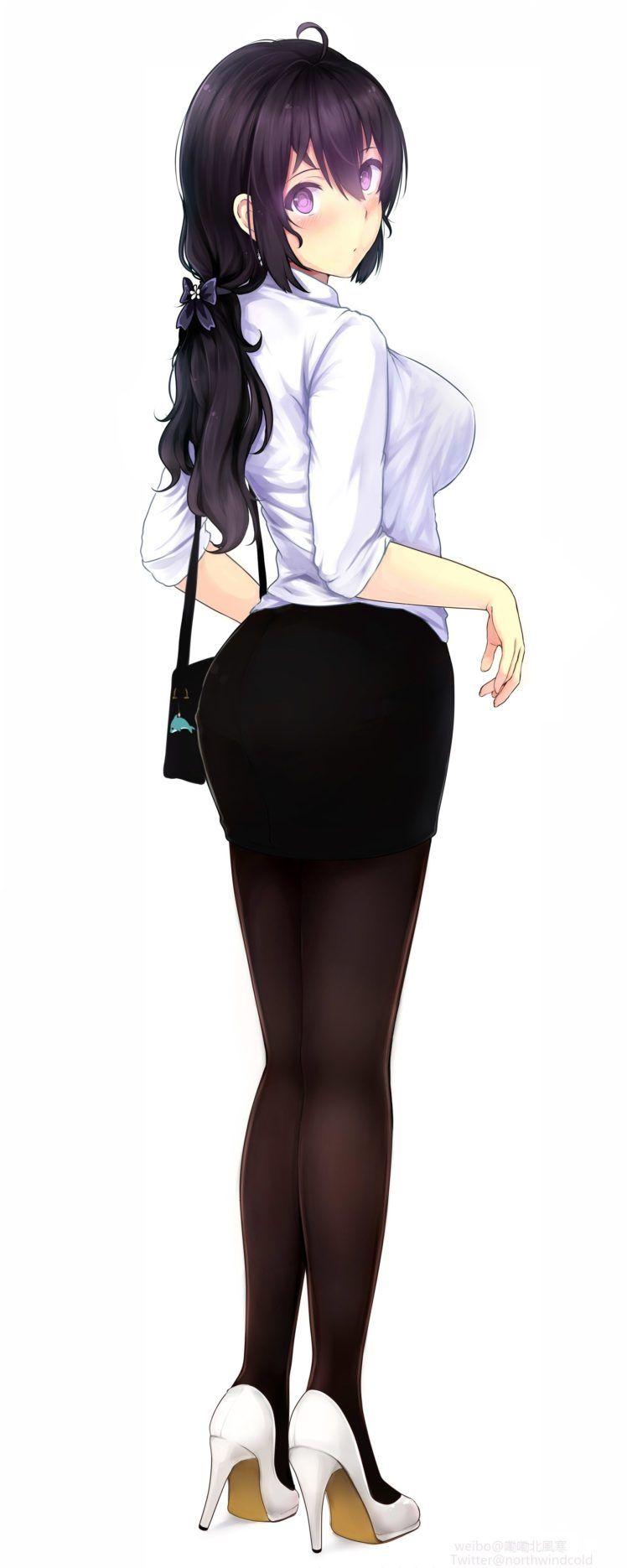 748x1870 long hair, Purple eyes, Anime, Anime girls, Skirt, Stockings
