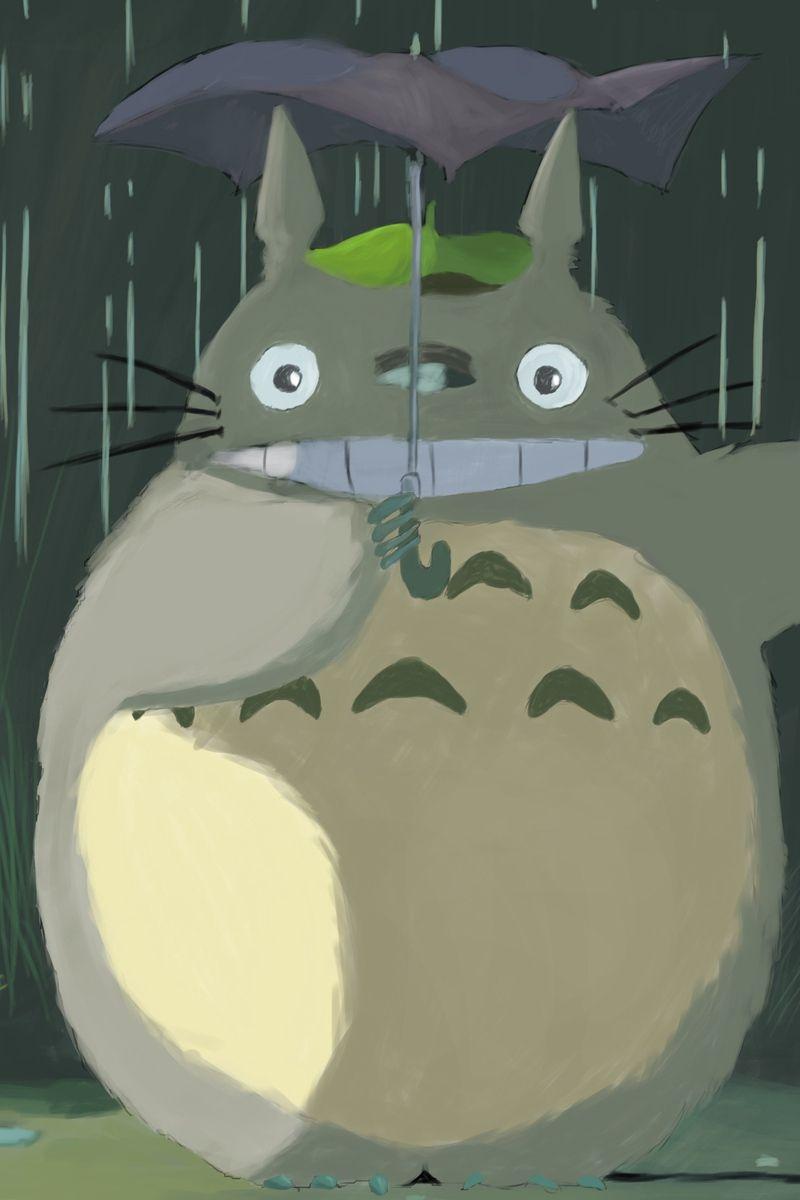 800x1200 Download wallpaper 800x1200 totoro, hayao miyazaki, rain, umbrella