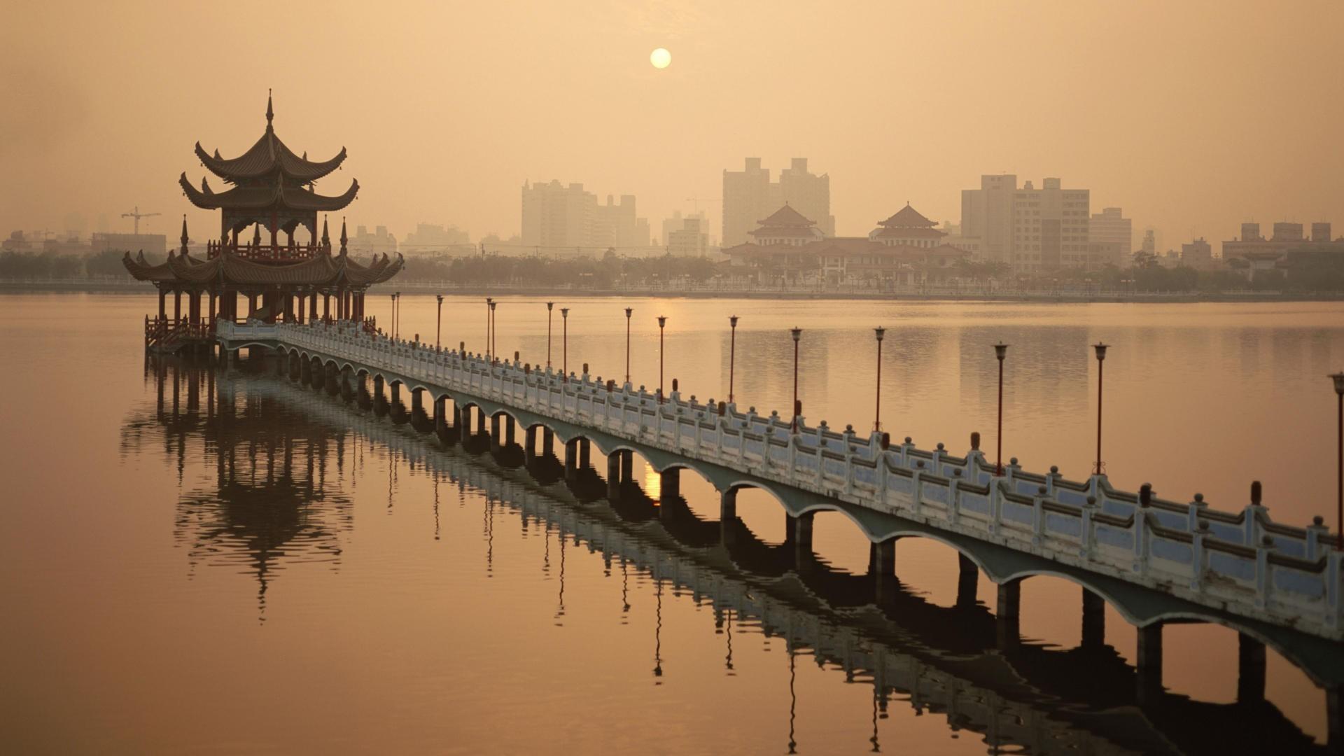 1920x1080 Gazebo on the water in Taiwan wallpaper and image