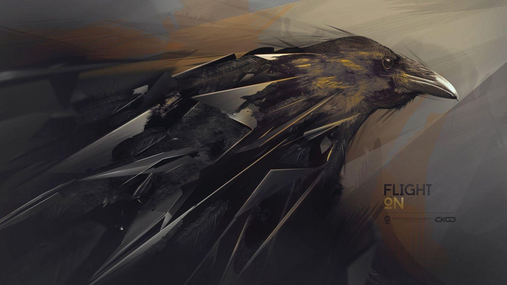 1778x1000 desktopography digital art fantasy beauty crow wallpaper