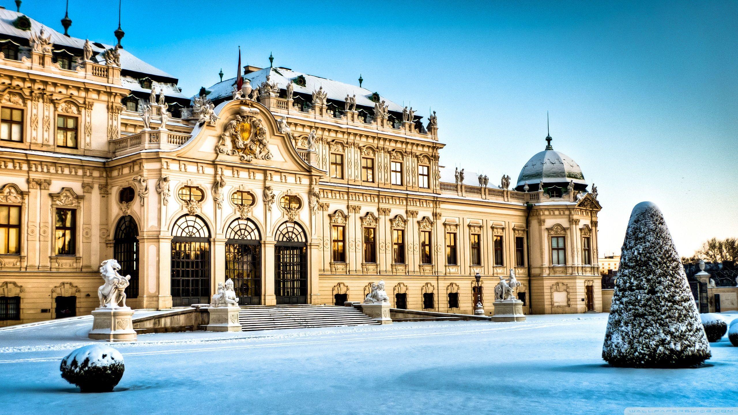2560x1440 Cung điện Belvedere, Vienna, Áo, Mùa đông ❤ Hình nền máy tính để bàn HD 4K