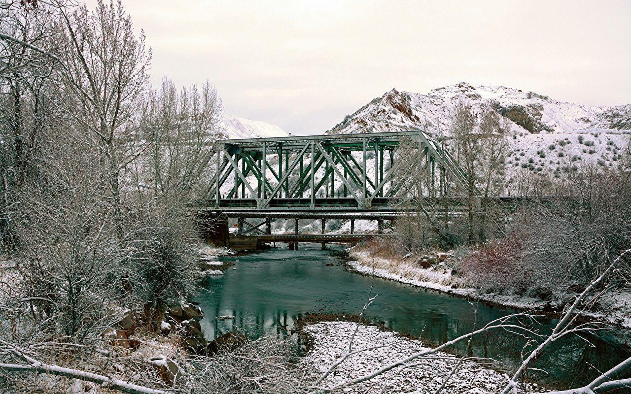 1280x800 Desktop Wallpaper USA Morgan UT Utah Nature Winter bridge