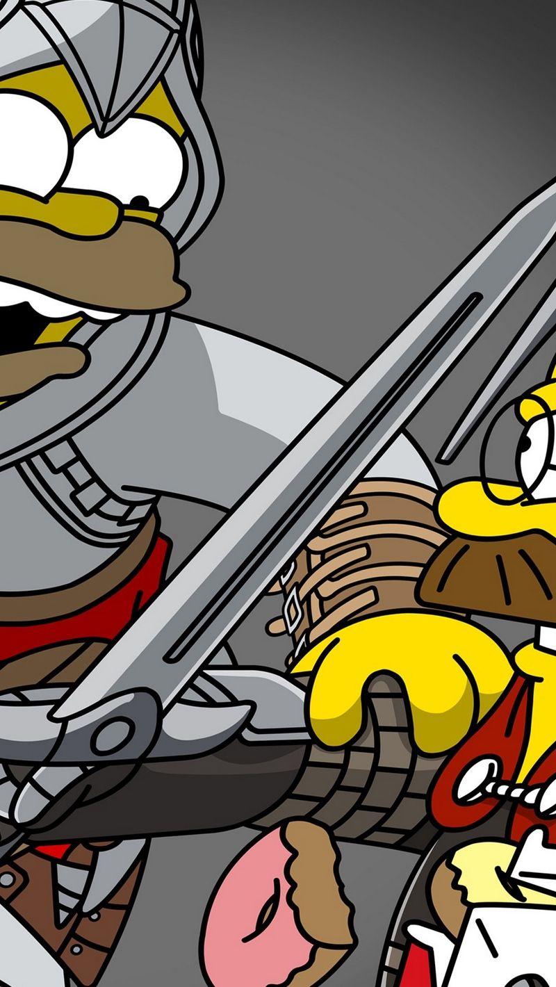 800x1420 Download wallpaper 800x1420 the simpsons, homer simpson, ned