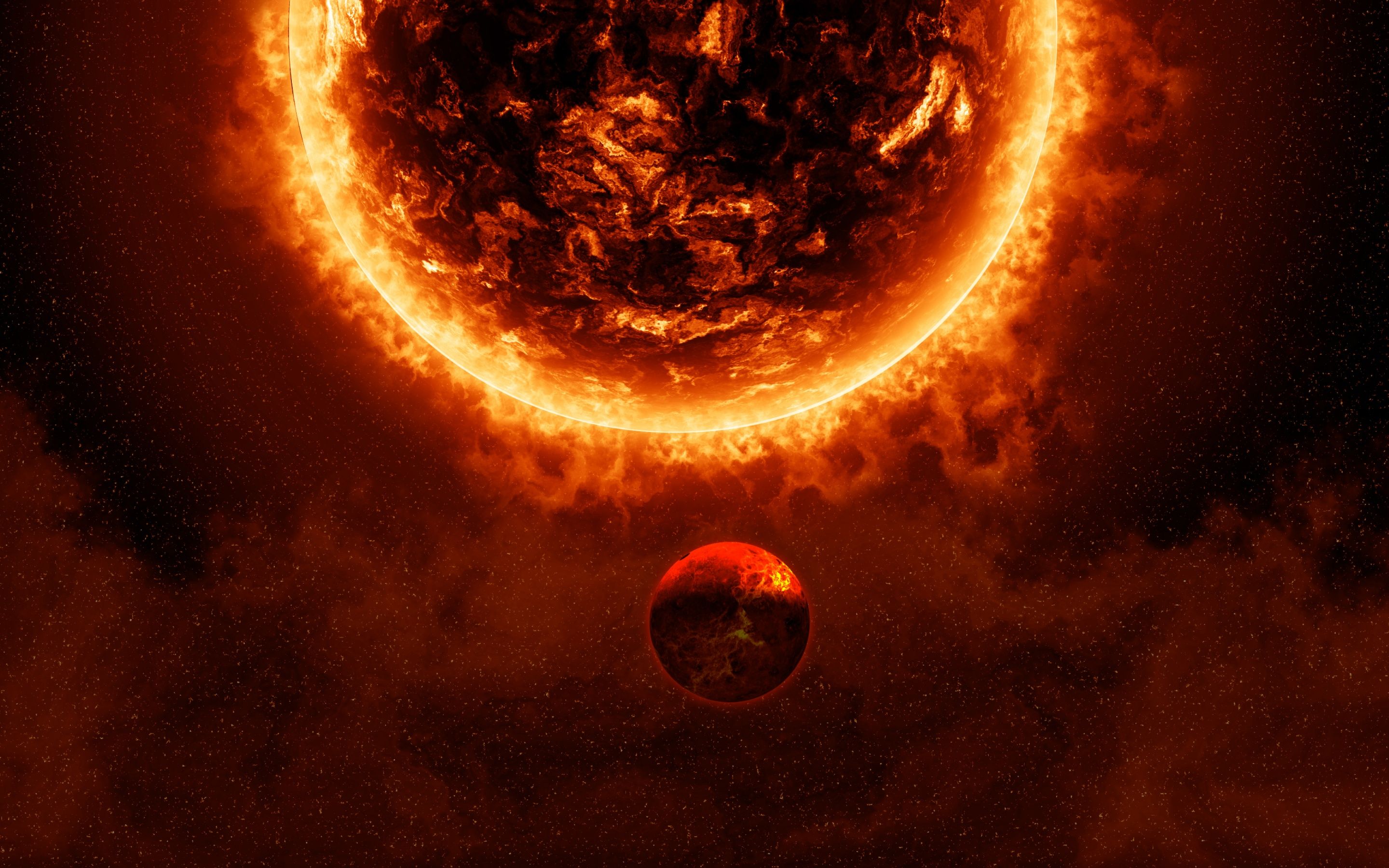 2880x1800 Burning Wallpaper 4K, Sun, Solar system