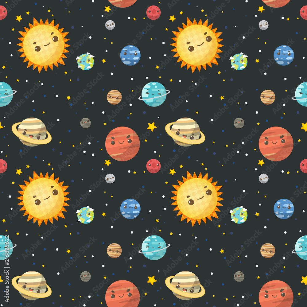 1000x1000 Colorful Solar System. Sun and Planets