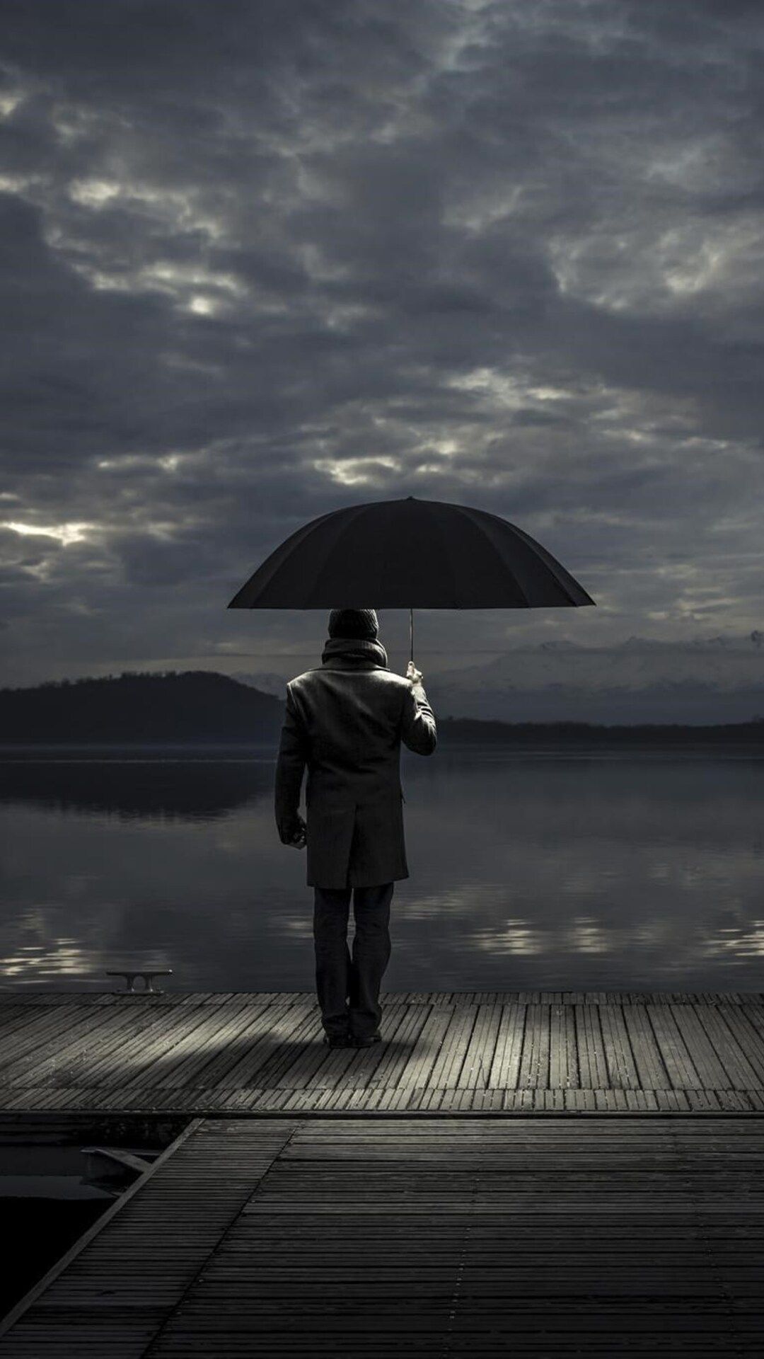 1080x1920 Alone man With Umbrella