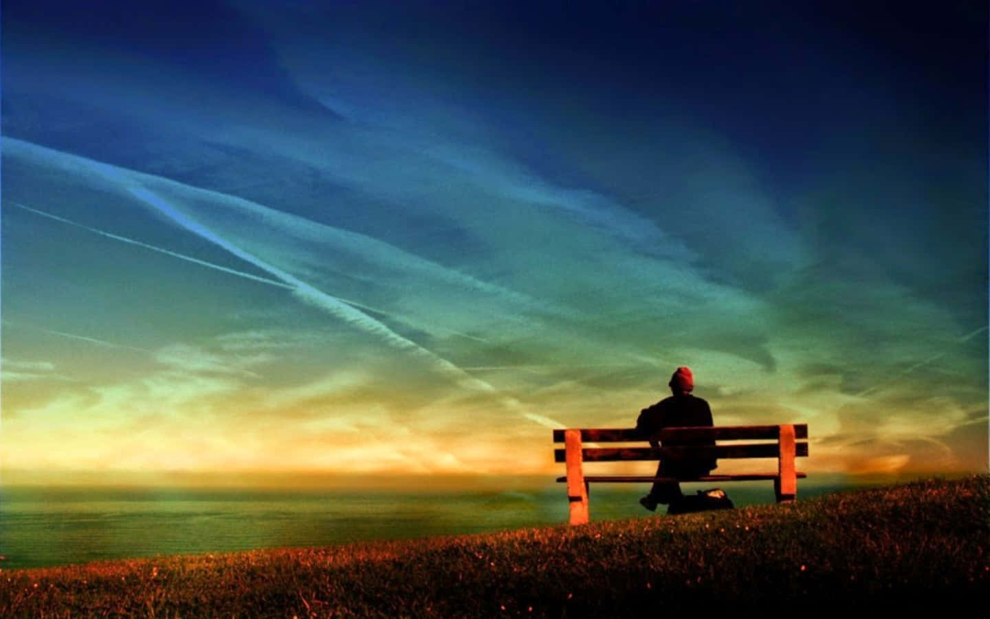 1440x900 Alone Sad Person On Bench Picture