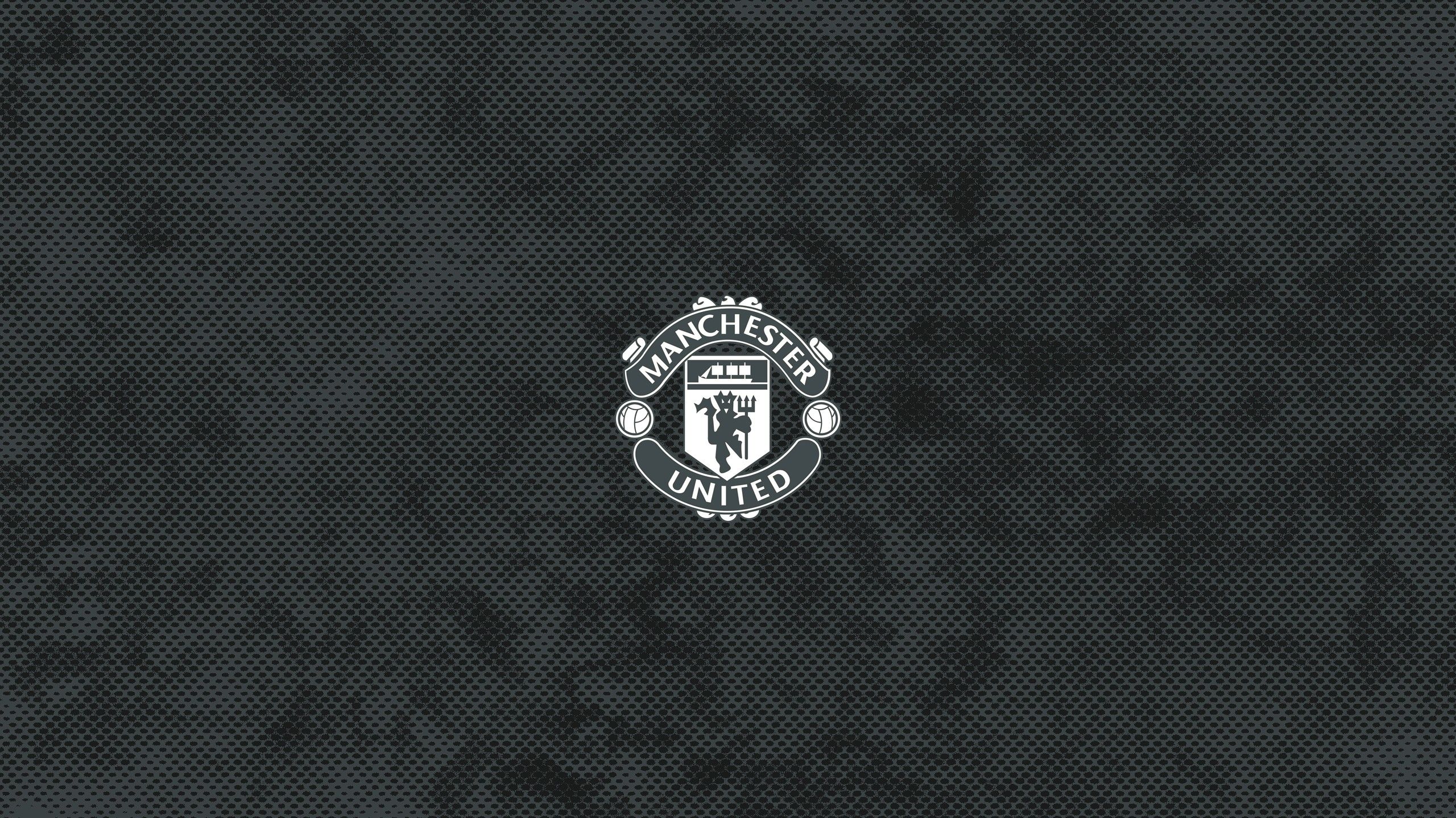 2560x1440 Crest Emblem Logo Soccer Symbol Light Black Background HD Manchester United F.C Wallpaper