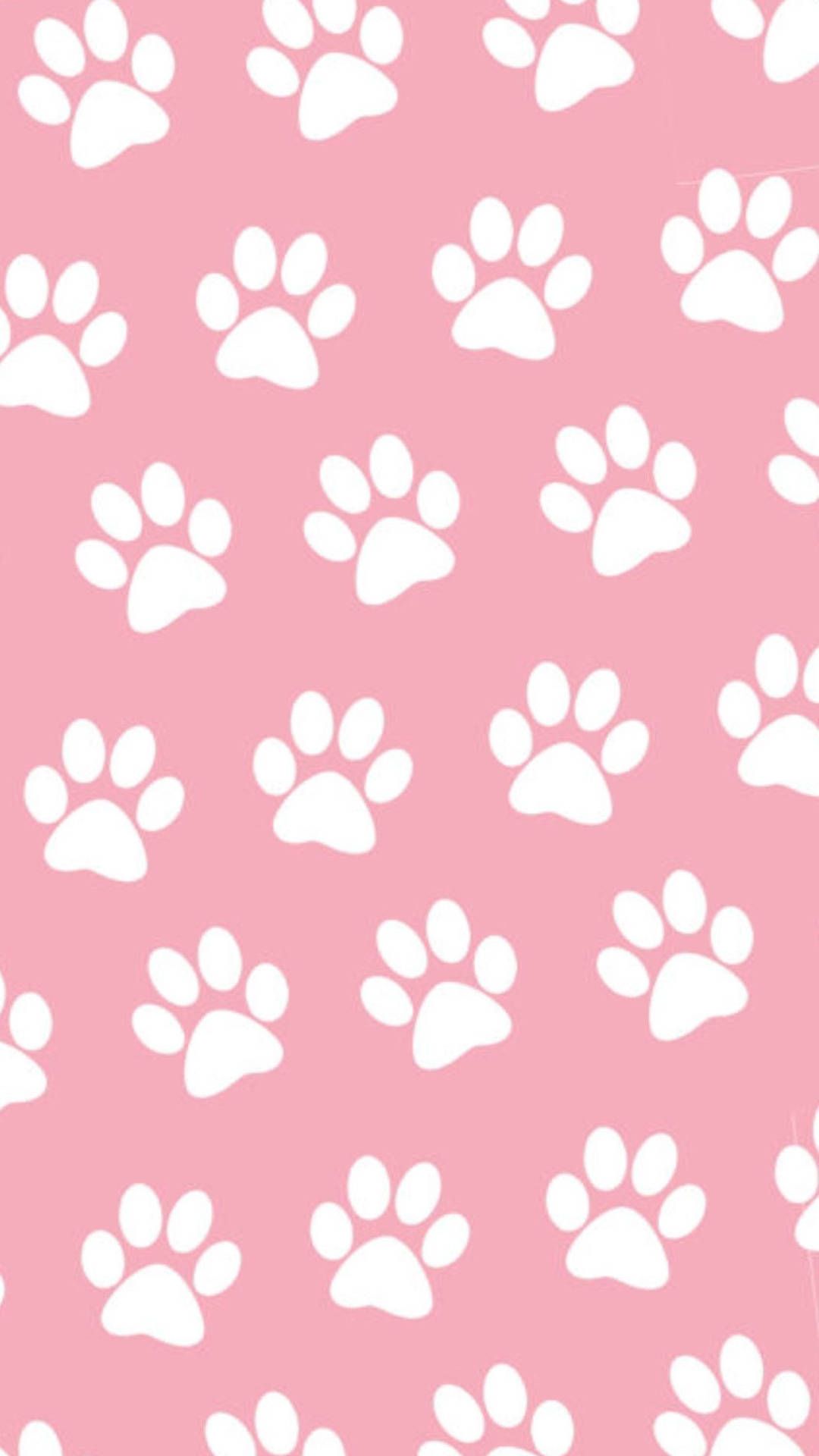 1080x1920 Download Paw Prints On Pink Wallpaper