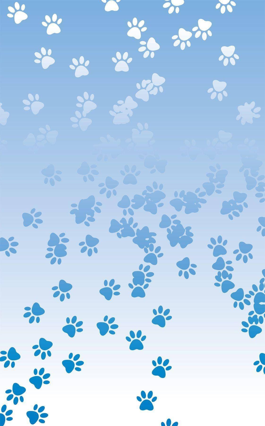 1122x1800 Frosted Blue Paw Prints Wallpaper