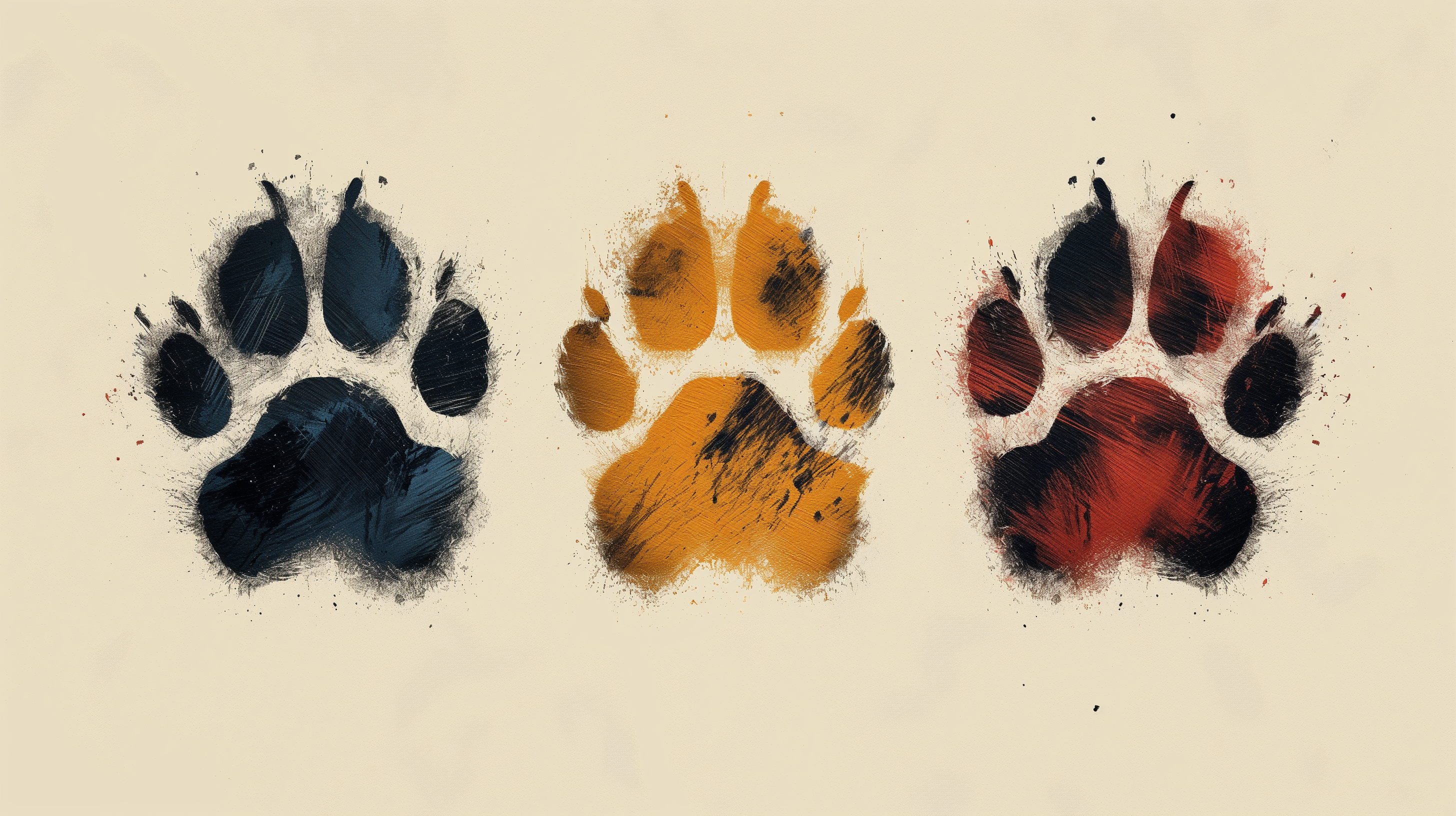 2912x1632 Colorful Dog Paw Prints HD Wallpaper