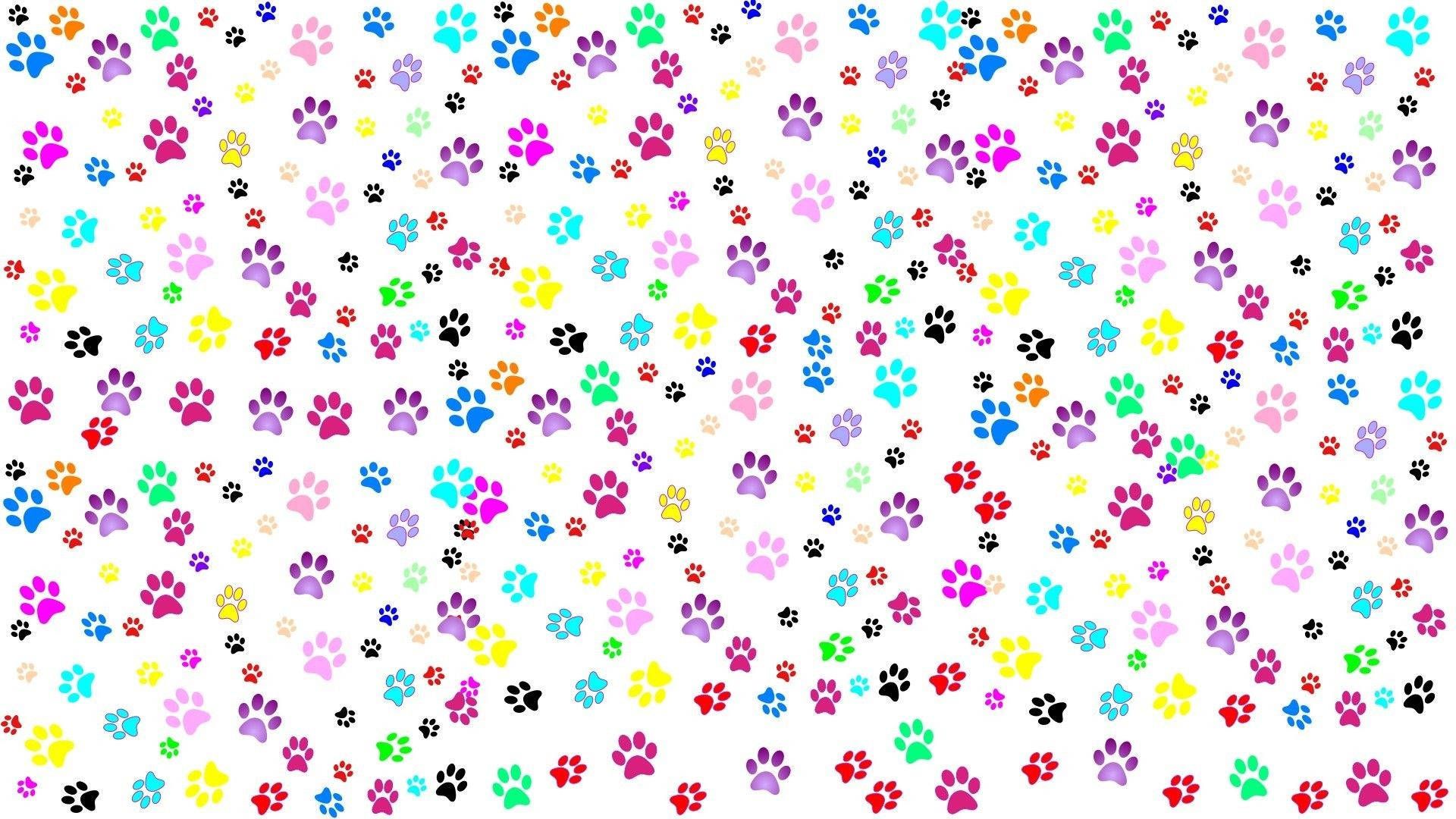 1920x1080 Colorful Paw Print Patterns Wallpaper