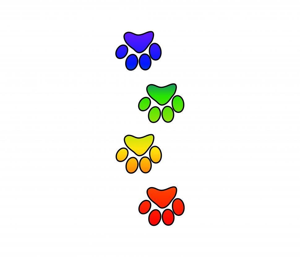 970x831 Photo of Rainbow colored dog paw prints