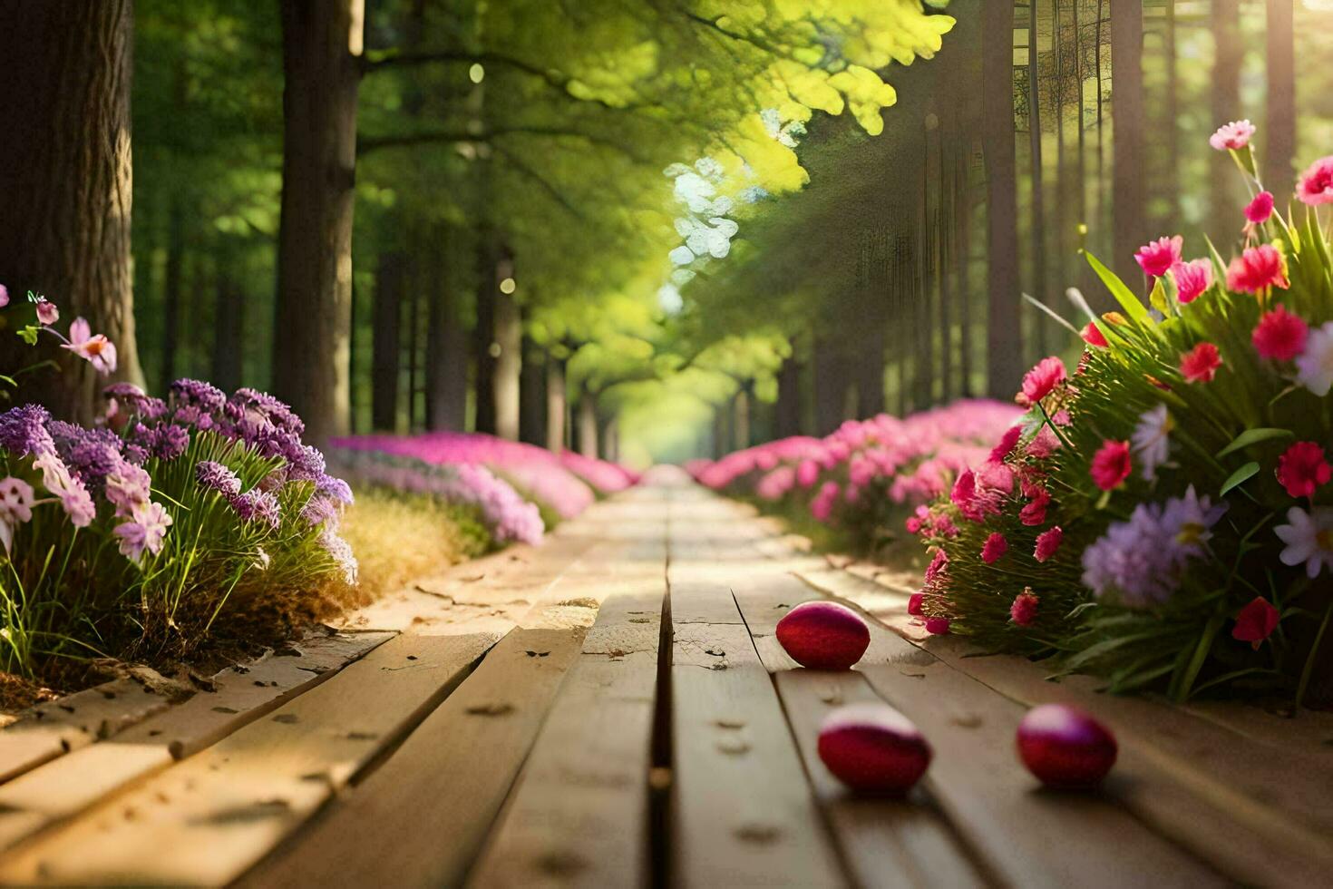 1470x980 photo wallpaper the sun, flowers, trees