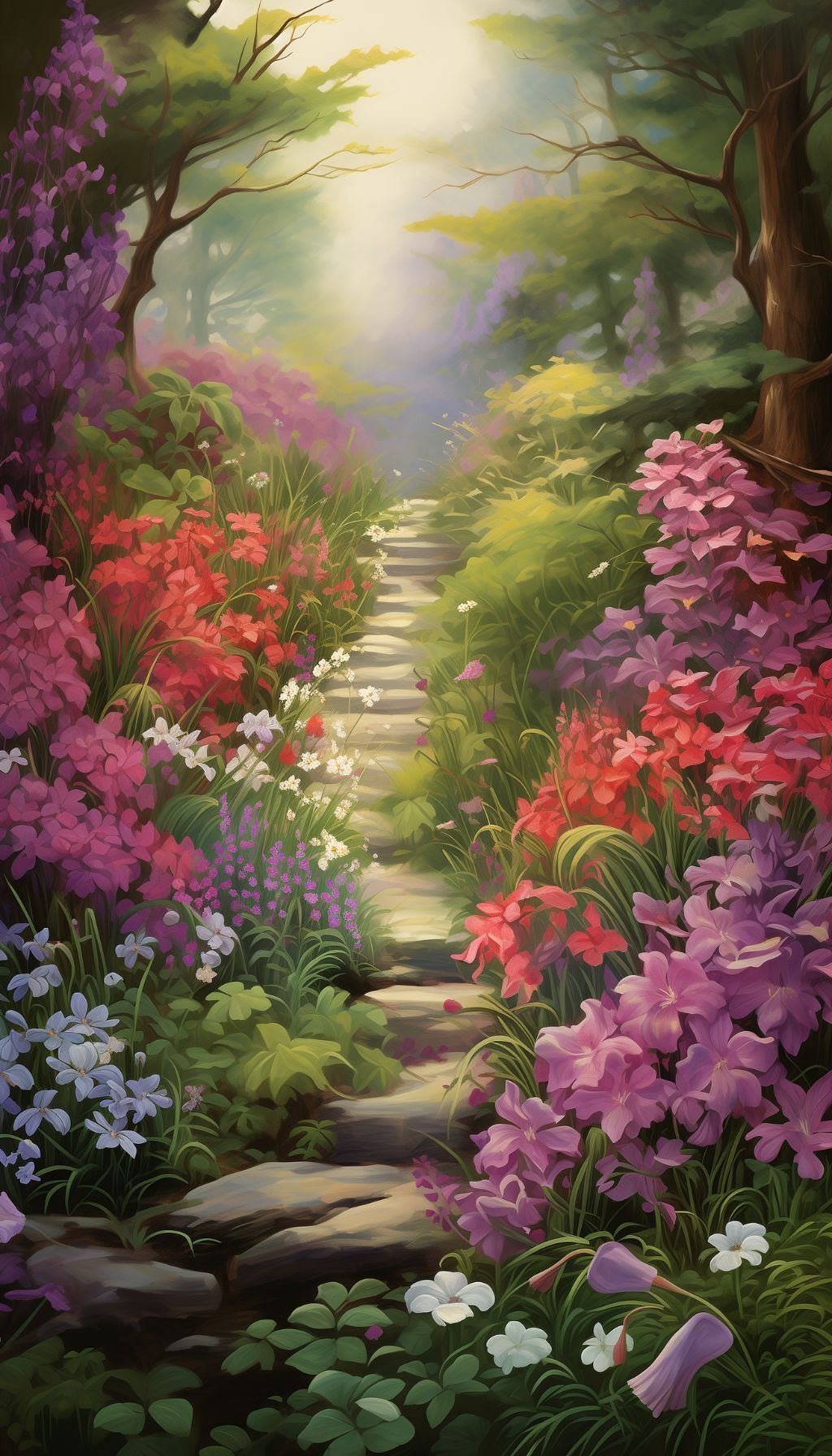 1024x1792 Enchanted Garden Path iPhone Wallpaper