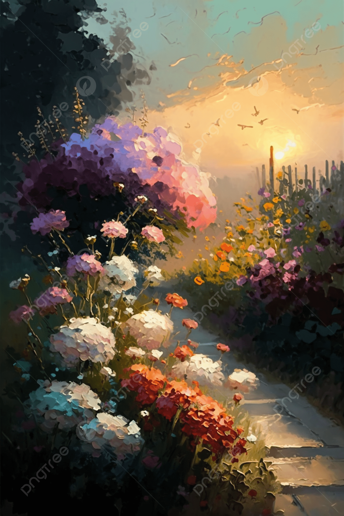1200x1800 Flower Path Spring Garden Landscape