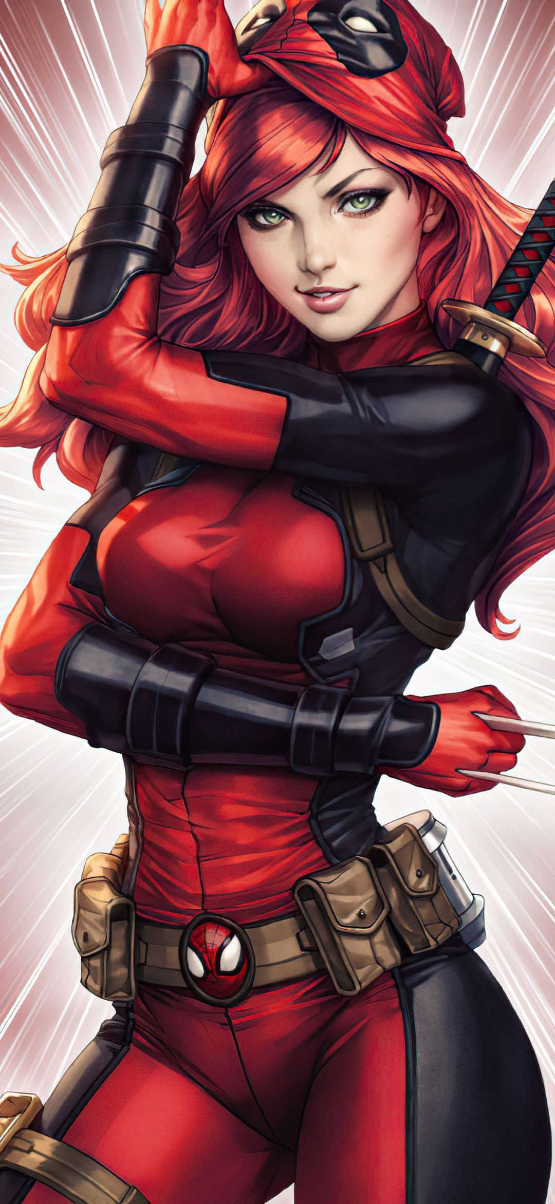 1080x2340 wallpaper: Deadpool, Comics, Red Hair