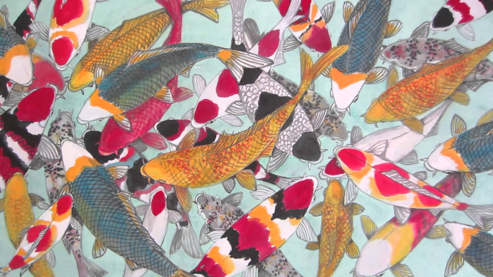 1920x1080 How To Paint Fish in Pond (Koi) by artist Peter Suk Sin Chan Lucky
