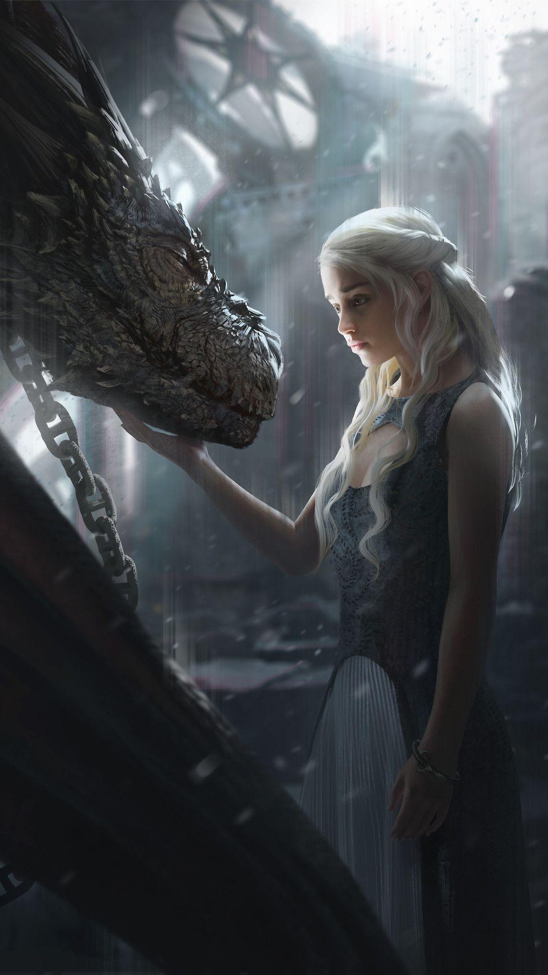 1080x1920 Daenerys Targaryen With Dragon Artwork iPhone 6s, 6 Plus