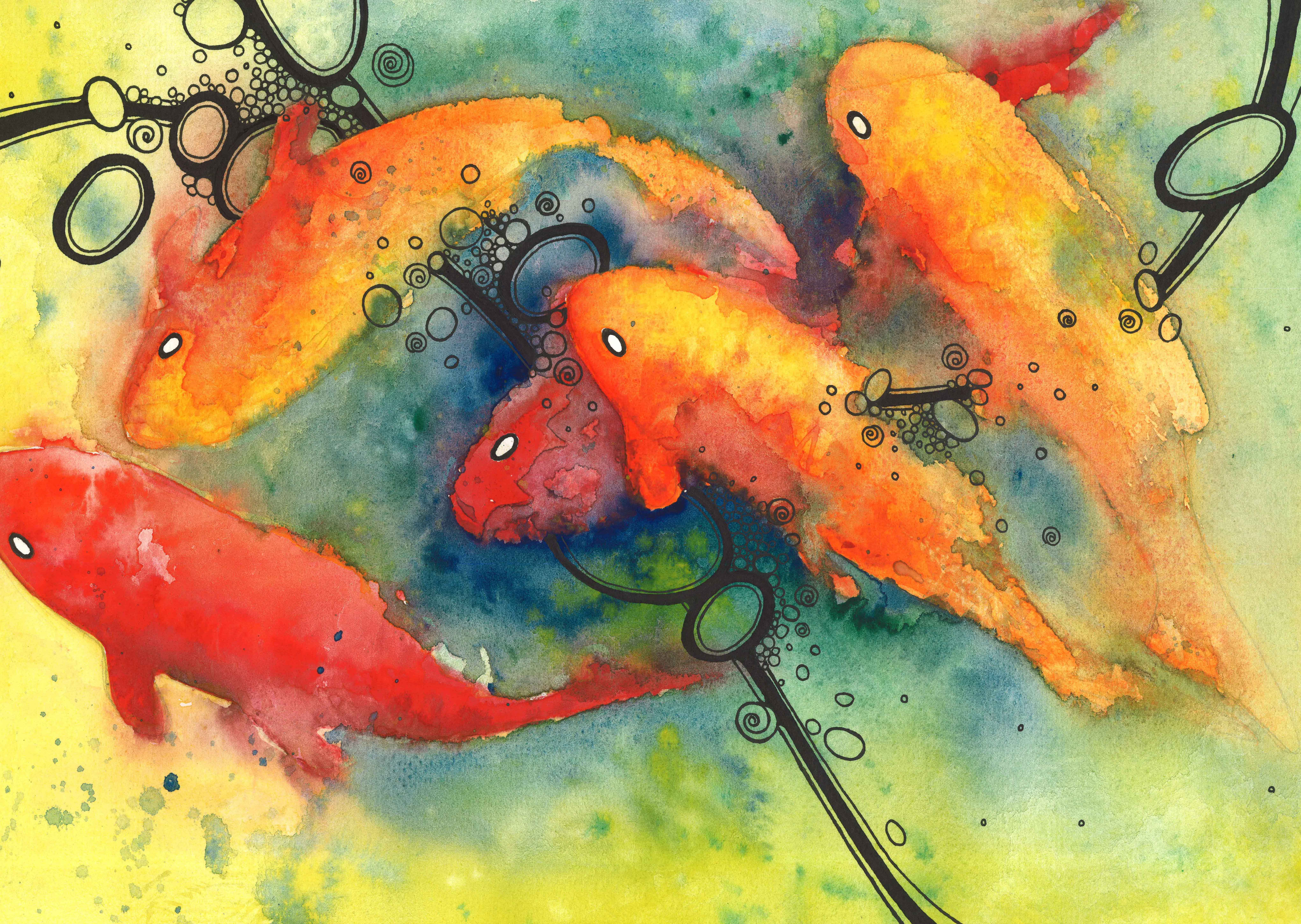 8168x5802 artwork, koi, fish wallpaper