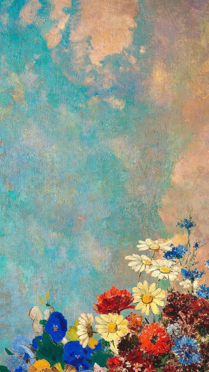 675x1200 Green floral wall textured background