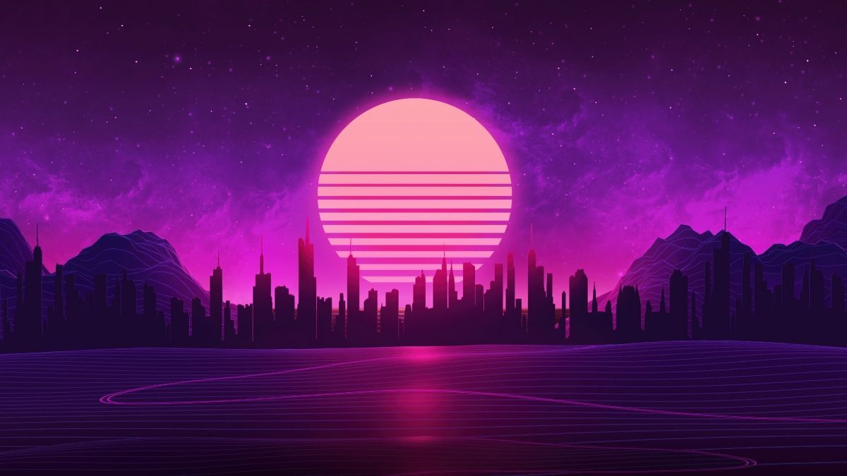 1200x675 City Sunset Cyberpunk Y2K 4K Digital