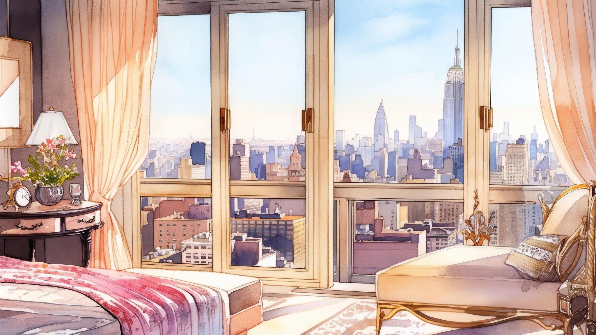 2048x1152 City Penthouse View Wallpaper Mural