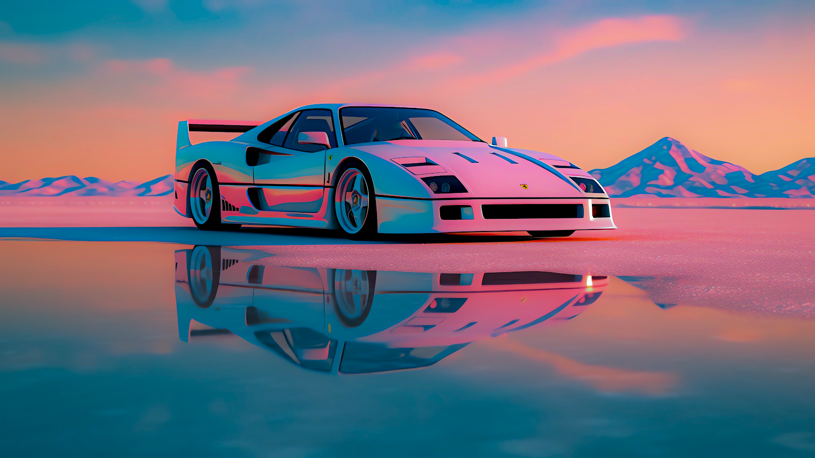 1600x900 Retro Car Aesthetic Sunset Wallpaper 4K