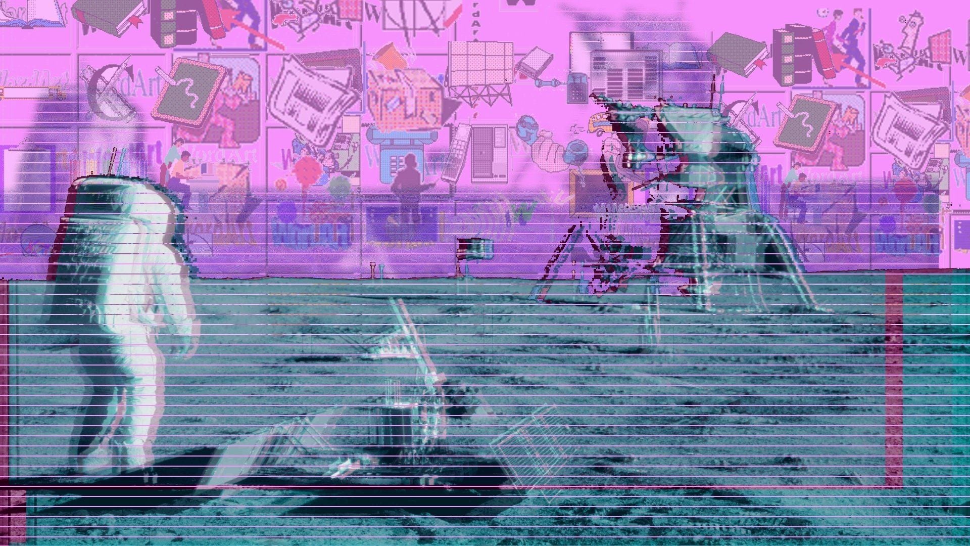 1920x1080 Vaporwave Astronaut Glitch: 4K Ultra HD Art