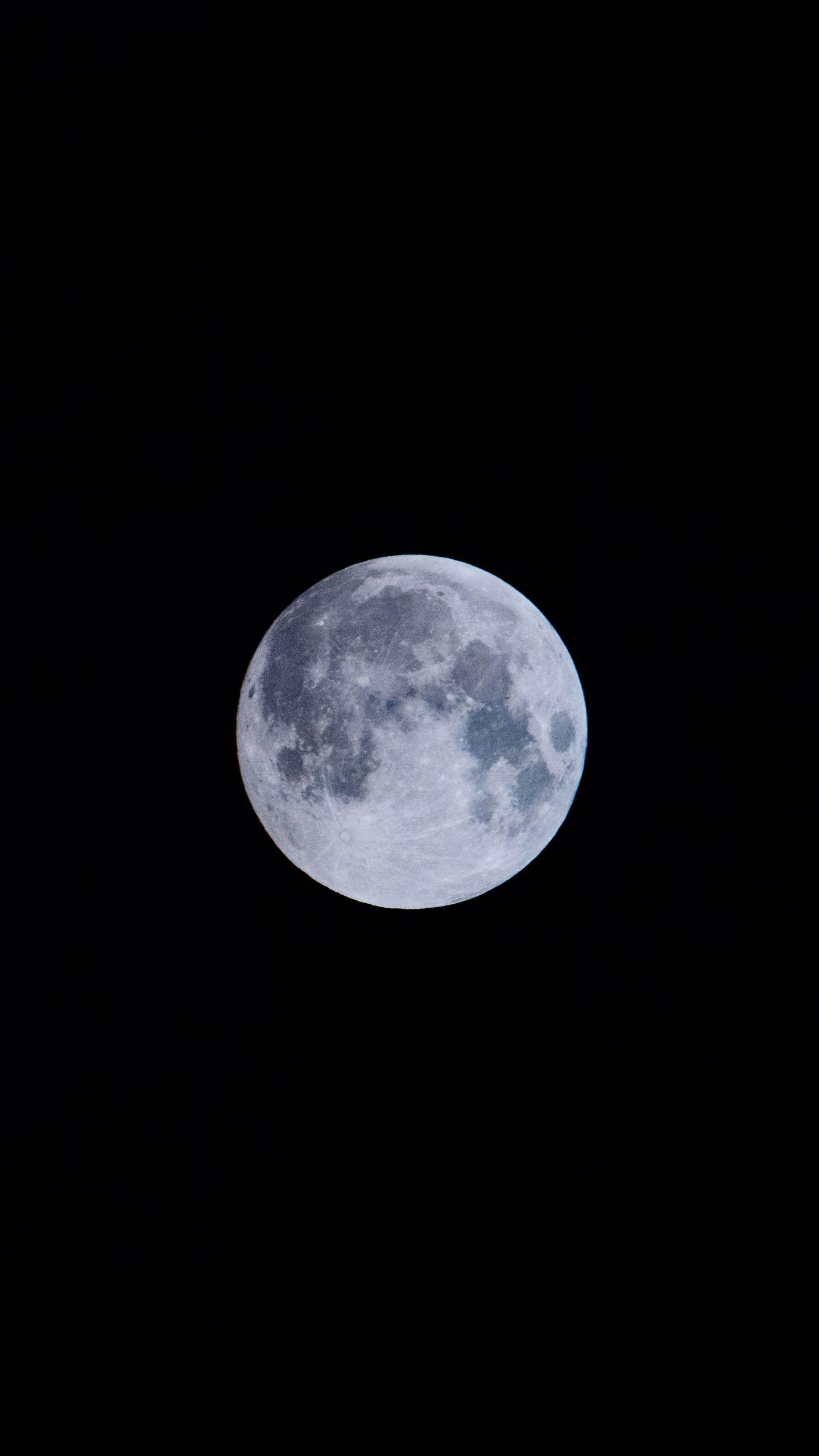 Không gian 1440x2560, Trăng tròn, Ánh trăng, Mặt trăng xanh, Hình nền tháng 1