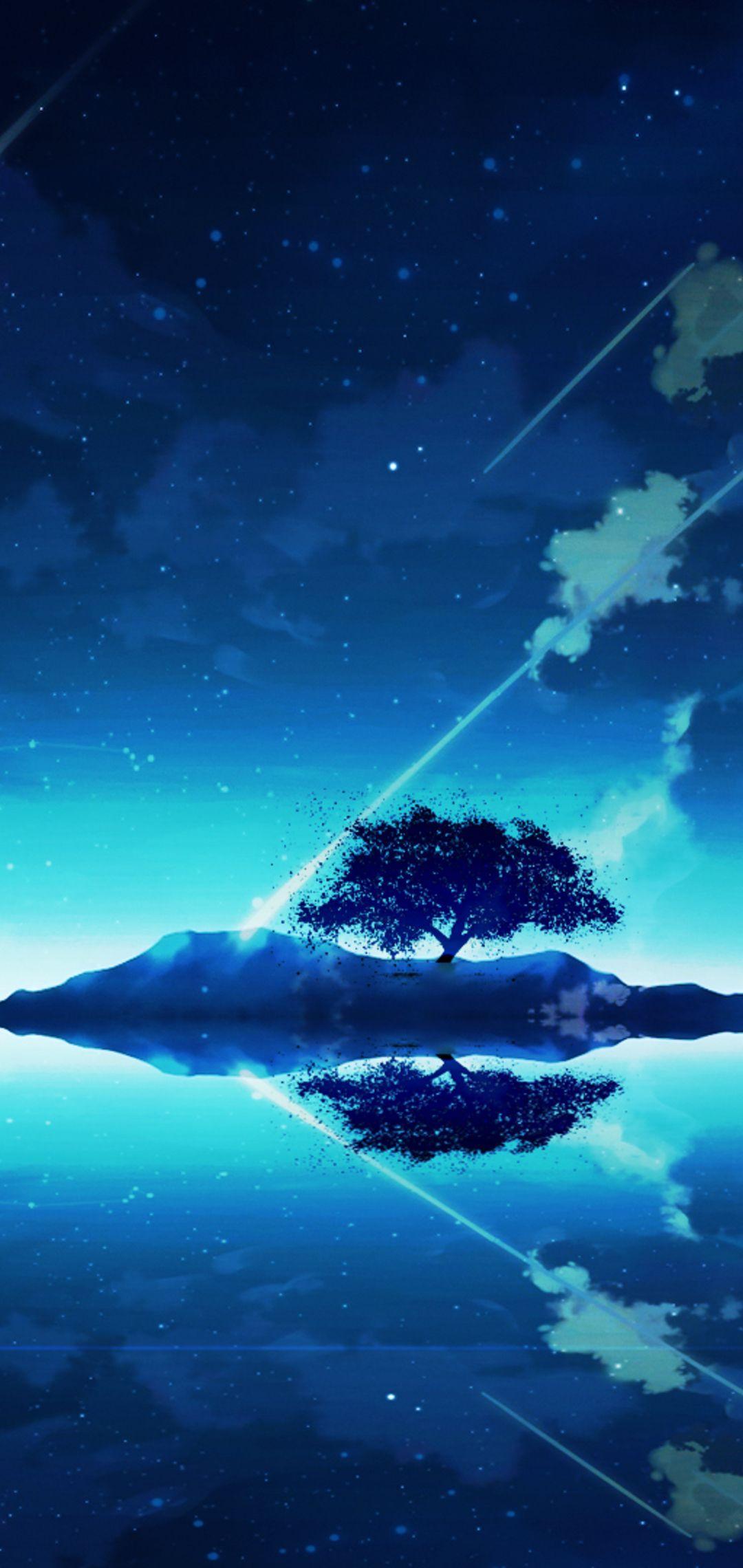 1080x2280 Tree On Mountain Anime One Plus 6, Huawei p20, Honor
